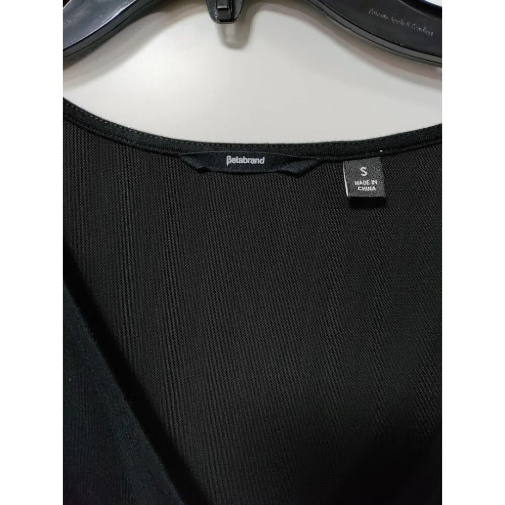 Betabrand Womens Stretch Surplice Neck Long Sleeve Peplum Blouse Black Small - Picture 4 of 9